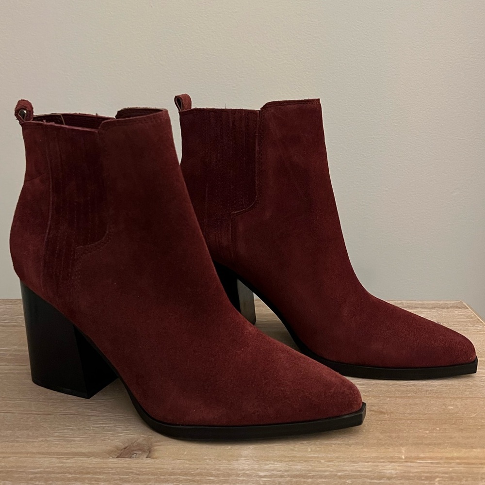 Marc Fisher Dark Red Matter Pointed Toe Ankle Boot Size 8.5